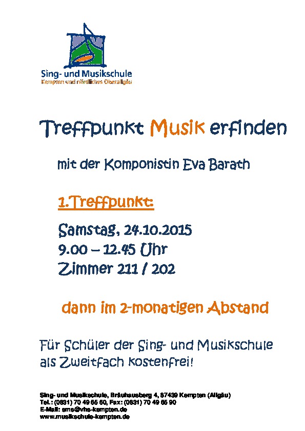 Treffpunkt Musik erfinden bei der Sing- und Musikschule Kempten